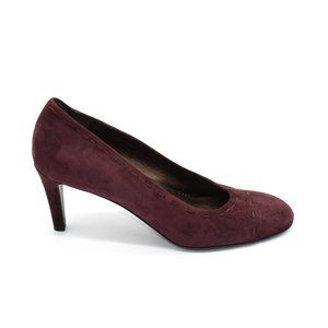 AGL Burgundy Wine Suede Round Toe Pumps 40